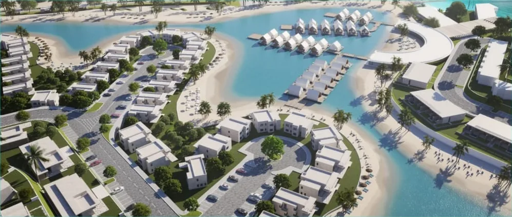 Salt Marina lagoon and waterfront homes aerial